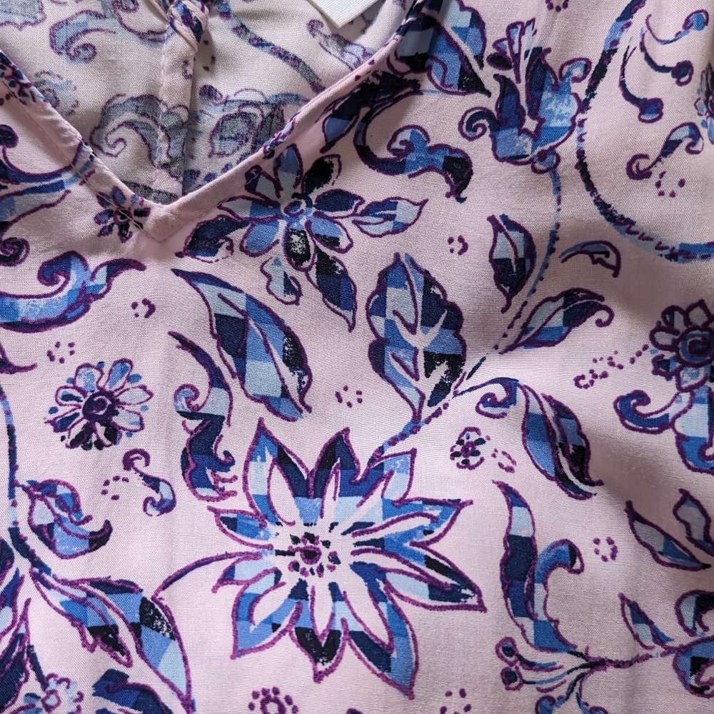 Gap Floral Shift Dress XS Extra Small Womens Pink Lilac Blue V-Neck Sleeveless - Picture 4 of 10